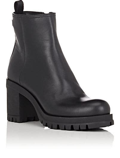 prada lug-sole leather ankle boots|prada genuine leather boots.